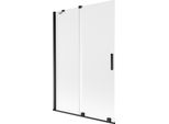 Mexen Velar Paratia Per Vasca Da Bagno A 2 Ante Scorrevoli 120 X 150 Cm, Smerigliato, Nero - 896-120-000-31-70