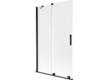 Mexen Velar Paratia Per Vasca Da Bagno A 2 Ante Scorrevoli 110 X 150 Cm, Smerigliato, Nero - 896-110-000-31-70