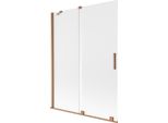 Mexen Velar Paratia Per Vasca Da Bagno A 2 Ante Scorrevoli 130 X 150 Cm, Brina, Rame Spazzolato - 896-130-000-31-65