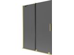 Mexen Velar Paravento Per Vasca Da Bagno A 2 Ante Scorrevole 130 X 150 Cm, Grafite, Oro Spazzolato - 896-130-000-41-55