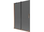Mexen Velar Paratia Per Vasca Da Bagno Scorrevole A 2 Ante 120 X 150 Cm, Grafite, Oro Rosa - 896-120-000-41-60