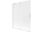 Mexen Velar Paravento Per Vasca Da Bagno 2 Ante Scorrevoli 140 X 150 Cm, Brina, Bianco - 896-140-000-31-20