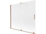 Mexen Velar Paratia Per Vasca Da Bagno A 2 Ante Scorrevoli 180 X 150 Cm, Vetro Ghiaccio, Rame Spazzolato - 896-180-000-31-65