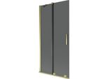 Mexen Velar Paravento Per Vasca Da Bagno A 2 Ante Scorrevoli 95 X 150 Cm, Grafite, Oro - 896-095-000-41-50