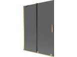 Mexen Velar Paratia Per Vasca Da Bagno A 2 Ante Scorrevoli 130 X 150 Cm, Grafite, Oro - 896-130-000-41-50