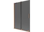 Mexen Velar Paraschermo Per Vasca Da Bagno A 2 Ante Scorrevoli 120 X 150 Cm, Grafite, Rame Spazzolato - 896-120-000-41-65