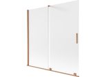 Mexen Velar Paratia Per Vasca Da Bagno A 2 Ante Scorrevoli 160 X 150 Cm, Brina, Rame Spazzolato - 896-160-000-31-65