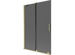 Mexen Velar Paratia Per Vasca Da Bagno A 2 Ante Scorrevoli 120 X 150 Cm, Grafite, Oro Spazzolato - 896-120-000-41-55