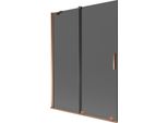 Mexen Velar Paratia Per Vasca Da Bagno Scorrevole A 2 Ante 130 X 150 Cm, Grafite, Oro Rosa - 896-130-000-41-60
