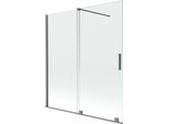 Mexen Velar Paravento Da Bagno A 2 Ante Scorrevole 150 X 150 Cm, Trasparente, Metallo Brunito - 896-150-000-01-95