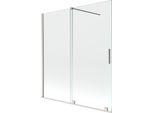 Mexen Velar Paratia Vasca Da Bagno Scorrevole A 2 Ante 150 X 150 Cm, Trasparente, Nichel Spazzolato - 896-150-000-01-97