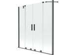 Mexen Velar Duo Paravento Per Vasca Da Bagno Scorrevole A 2 Ante 150 X 150 Cm, Trasparente, Gun Metal - 896-150-000-02-95