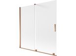 Mexen Velar Paravento Da Vasca Da Bagno A 2 Ante Scorrevoli 160 X 150 Cm, Brina, Oro Rosa - 896-160-000-31-60