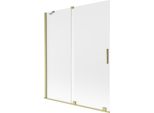 Mexen Velar Paravento Da Bagno 2-Ante Scorrevoli 140 X 150 Cm, Gelo, Oro Spazzolato - 896-140-000-31-55