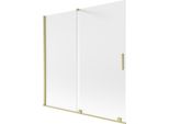 Mexen Velar Paratia Per Vasca Da Bagno A 2 Ante Scorrevoli 160 X 150 Cm, Brina, Oro Spazzolato - 896-160-000-31-55