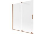 Mexen Velar Parete Per Vasca Da Bagno A 2 Ante Scorrevoli 150 X 150 Cm, Brina, Rame Spazzolato - 896-150-000-31-65