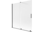 Mexen Velar Paratia Per Vasca Da Bagno Scorrevole A 2 Ante 150 X 150 Cm, Satinato, Metallo Canna Di Fucile - 896-150-000-31-95