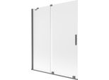 Mexen Velar Paratia Da Vasca Da Bagno Scorrevole A 2 Ante 140 X 150 Cm, Smerigliato, Gun Metal - 896-140-000-31-95