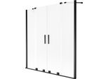 Mexen Velar Duo Paratia Per Vasca Da Bagno A 2 Ante Scorrevole 140 X 150 Cm, Satinato, Nero - 896-140-000-32-70