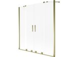 Mexen Velar Duo Paravento Da Vasca Da Bagno A 2 Ante Scorrevoli 140 X 150 Cm, Opaco, Oro - 896-140-000-32-50