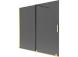 Mexen Velar Paravento Vasca Da Bagno Scorrevole A 2 Ante 170 X 150 Cm, Grafite, Dorato Spazzolato - 896-170-000-41-55