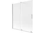 Mexen Velar Paravento Per Vasca Da Bagno Scorrevole A 2 Ante 150 X 150 Cm, Ghiaccio, Nichel Spazzolato - 896-150-000-31-97