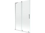 Mexen Velar L Paravento Per Vasca Da Bagno A 2 Ante Scorrevoli 110 X 150 Cm, Trasparente, Cromo - 896-110-003-01-01