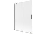 Mexen Velar Paratia Per Vasca Da Bagno Scorrevole A 2 Ante 130 X 150 Cm, Brina, Nichel Spazzolato - 896-130-000-31-97