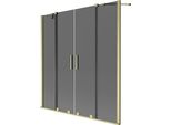 Mexen Velar Duo Paratia Per Vasca Da Bagno A 2 Ante Scorrevoli 140 X 150 Cm, Grafite, Dorato Spazzolato - 896-140-000-42-55