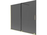 Mexen Velar Paravento Da Bagno 2 Ante Scorrevoli 180 X 150 Cm, Grafite, Oro Spazzolato - 896-180-000-41-55