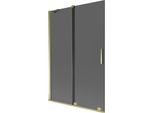 Mexen Velar Paravento Per Vasca Da Bagno A 2 Ante Scorrevoli 120 X 150 Cm, Grafite, Oro - 896-120-000-41-50