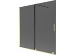 Mexen Velar Paratia Per Vasca Da Bagno A 2 Ante Scorrevoli 160 X 150 Cm, Grafite, Oro Spazzolato - 896-160-000-41-55