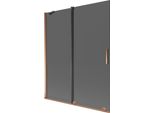 Mexen Velar Paratia Per Vasca Da Bagno A 2 Ante Scorrevoli 140 X 150 Cm, Grafite, Oro Rosa - 896-140-000-41-60