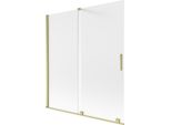 Mexen Velar Paratia Per Vasca Da Bagno Scorrevole A 2 Ante 150 X 150 Cm, Brina, Oro Spazzolato - 896-150-000-31-55