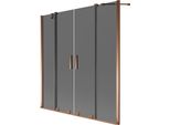 Mexen Velar Duo Paratia Per Vasca Da Bagno Scorrevole A 2 Ante 160 X 150 Cm, Grafite, Oro Rosa - 896-160-000-42-60
