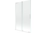 Mexen Velar L Paratia Bagno A 2 Ante Scorrevoli 110 X 150 Cm, Trasparente, Bianco - 896-110-003-01-20