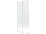 Mexen Velar L Paravento Vasca Da Bagno A 2 Ante Scorrevole 95 X 150 Cm, Trasparente, Bianco - 896-095-003-01-20