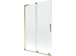 Mexen Velar L Paratia Per Vasca Da Bagno A 2 Ante Scorrevoli 120 X 150 Cm, Trasparente, Oro - 896-120-003-01-50