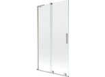 Mexen Velar L Paravento Da Doccia A 2 Ante Scorrevoli 100 X 150 Cm, Trasparente, Nichel Spazzolato - 896-100-003-01-97