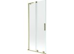 Mexen Velar L Paratia Da Vasca 2-Ali Scorrevole 85 X 150 Cm, Trasparente, Oro Spazzolato - 896-085-003-01-55