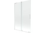 Mexen Velar L Paratia Per Vasca Da Bagno 2 Ante Scorrevoli 120 X 150 Cm, Trasparente, Bianco - 896-120-003-01-20