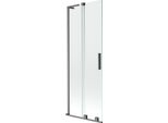 Mexen Velar L Paravento Per Vasca Da Bagno A 2 Ante Scorrevoli 75 X 150 Cm, Trasparente, Grigio Canna Di Fucile Spazzolato