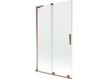 Mexen Velar L Paratia Per Vasca Da Bagno 2 Ante Scorrevoli 110 X 150 Cm, Trasparente, Oro Rosa - 896-110-003-01-60