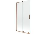 Mexen Velar L Paratia Per Vasca Da Bagno Scorrevole A 2 Ante 100 X 150 Cm, Trasparente, Rame Spazzolato - 896-100-003-01-65