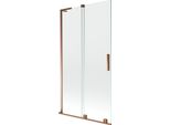 Mexen Velar L Paratia Per Vasca Da Bagno 2 Ante Scorrevoli 100 X 150 Cm, Trasparente, Oro Rosa - 896-100-003-01-60