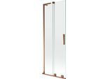 Mexen Velar L Paratia Da Vasca Da Bagno A 2 Ante Scorrevole 75 X 150 Cm, Trasparente, Oro Rosa - 896-075-003-01-60