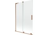 Mexen Velar L Paratia Doccia A 2 Ante Scorrevoli 120 X 150 Cm, Trasparente, Rame Spazzolato - 896-120-003-01-65