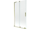 Mexen Velar L Paratia Della Vasca Da Bagno 2 Ante Scorrevoli 100 X 150 Cm, Trasparente, Dorato - 896-100-003-01-50