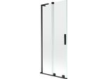 Mexen Velar L Paravento Per Vasca Da Bagno A 2 Ante Scorrevoli 85 X 150 Cm, Trasparente, Nero - 896-085-003-01-70