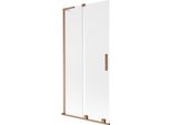 Mexen Velar L Paratia Da Vasca A 2 Ante Scorrevole 90 X 150 Cm, Brina, Rame Spazzolato - 896-090-003-31-65